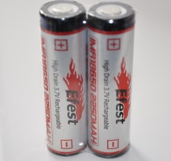 Rechargeable Efest battery 3.7V 18650 2250mah