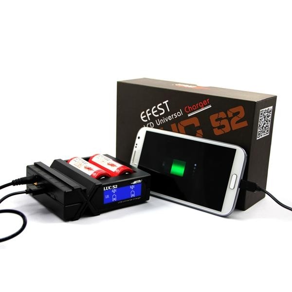 Универсално зарядно устройство Efest Luc S2 LCD Multi-функция с адаптер за кола