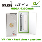 SLB eGo-V MEGA v4 1300mah batería PASSTHROUGH tensión / voltaje variable y ohmios metro