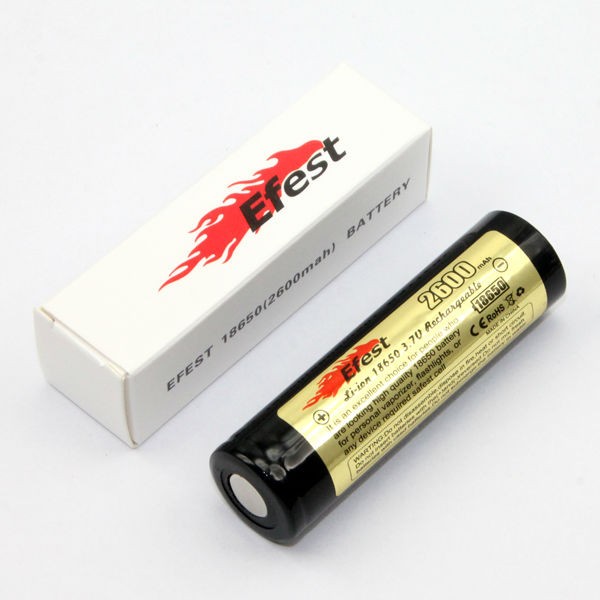 Üstü düz Efest 18650 Li-ion batarya 2600mAh 3.7V - Görsel 2