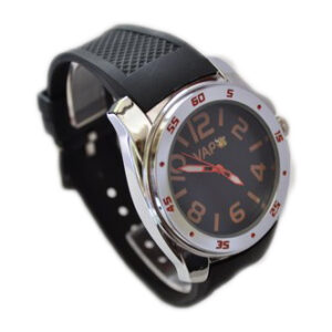 Vapo reloj negro cuadrante y la escritura de naranja