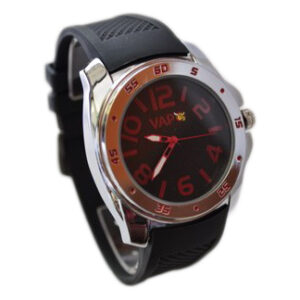 Vapo orologio quadrante nero e scritta rossa